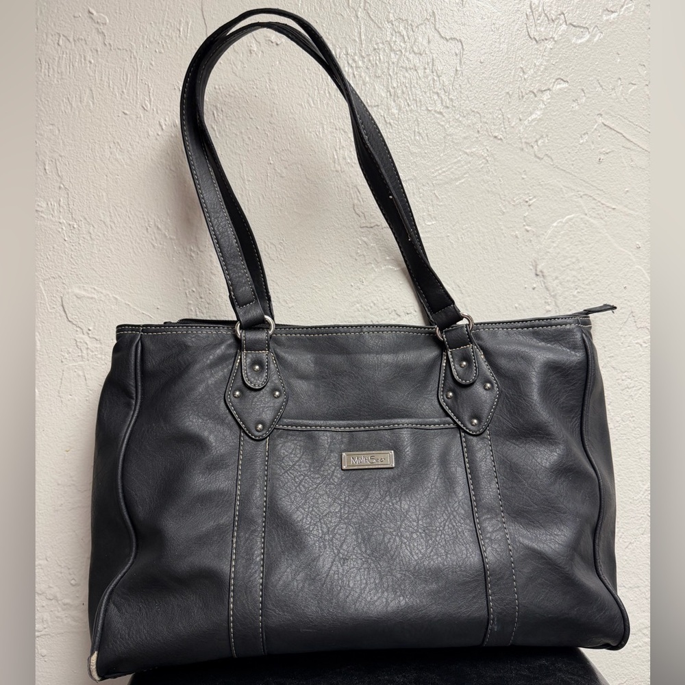 Classic Black Vegan Leather Shoulder Bag